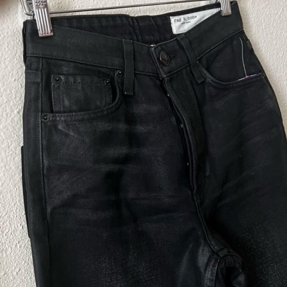 Rag & Bone Alex High-Rise Straight Jeans in Worn Black - Picture 3 of 6
